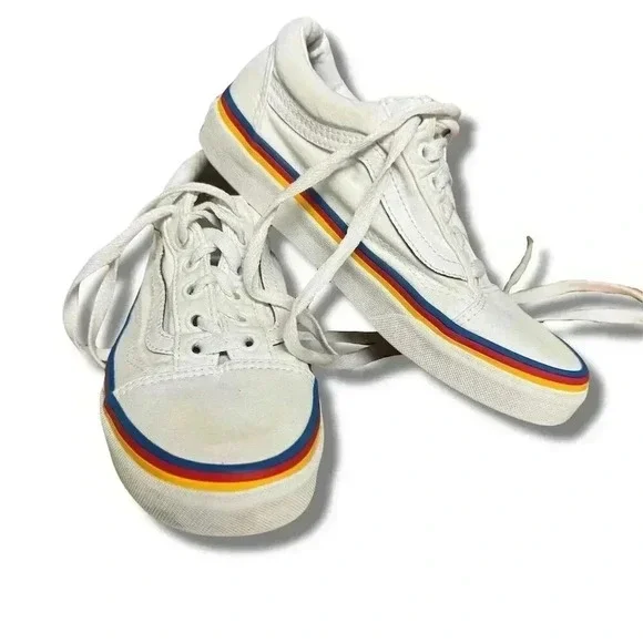 Vans Old Skool Unisex Sneakers White Rainbow Foxing Size 4 men 5.5 women - Picture 10 of 10